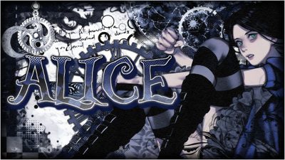 an anime character with the word alice on it Halloween Alice Custom Alice Madness Pfp, Alice The Madness Returns, Alice Madness Returns Icon, dark slate gray