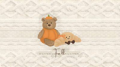 a brown teddy bear sitting on top of a white blanket next to a smaller stuffed animal Jellycat Halloween Thanksgiving, Ipad Background, Christmas Organization, Jellycat Laptop, gainsboro
