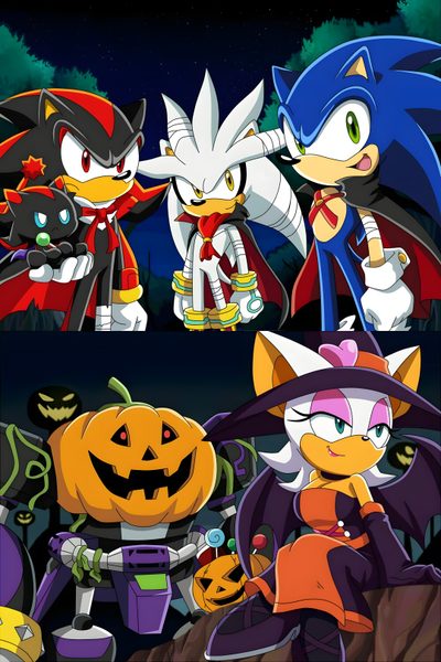 sonic and friends in halloween costumes Halloween Sonic Sonic Shadow Silver Halloween, Silver The Hedgehog Halloween, Sonic Movie Halloween, dark slate gray
