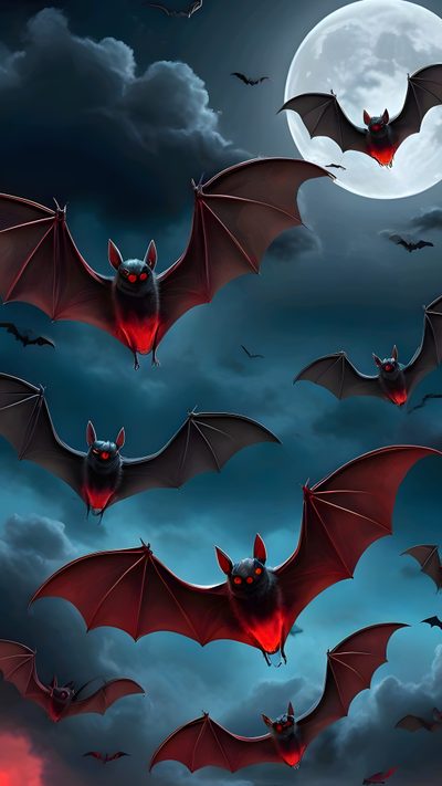 bats flying in the sky with a full moon behind them Halloween Flying Monster Bat Backgrounds, Scardey Bat, Bats, Bat Iphone, Bat Background Hd, dark slate gray
