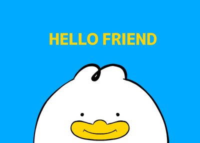 an image of a cartoon penguin with the words hello friend on it's chest Kpdh Halloween Demon Hunters Derpy, Derpy Kpop, Hello Friend Card Kpop Demon Hunters, deep sky blue
