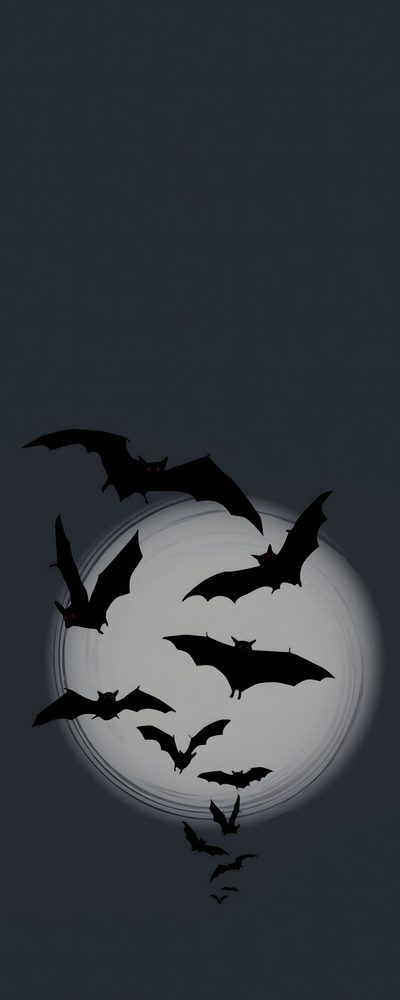 a group of bats flying in front of a full moon with black and white background Halloween Bat Dark Halloween Iphone, Bat Iphone, Clean Minimalist, Bats Iphone, Bat Phone, dark slate gray