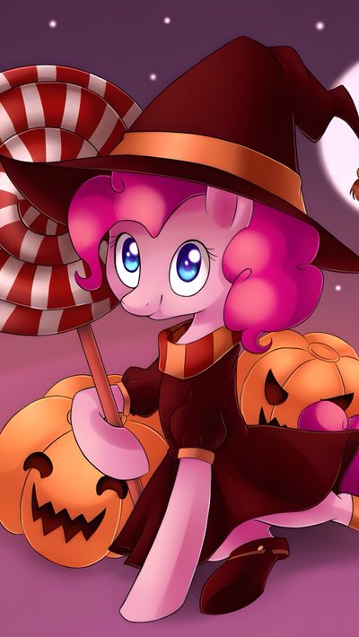a little pinkie sitting on the ground with a pumpkin and an umbrella in her hand Pinkie Pie Halloween Pinkie Pie Vampire, Halloween Pinkie Pie, Pinkie Pie Pumpkin, Mlp Halloween, brown