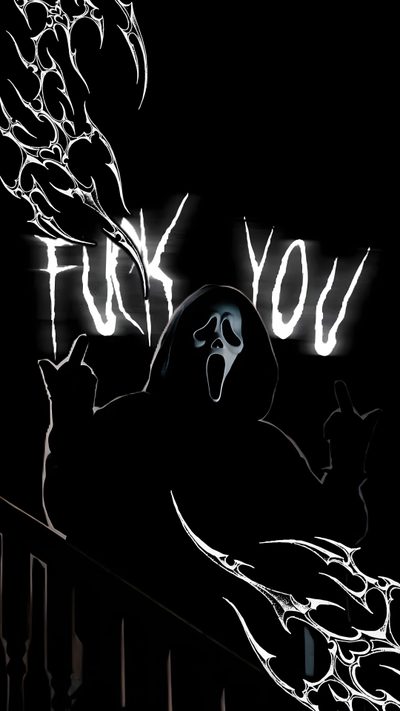 a ghost with the words thank you written on it Cool Halloween Iphone Ghostface Ghost Face Ghost Face Homescreen, Black Halloween, Ghost Face Background,