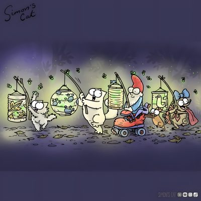some cartoon characters are fishing in the dark Simons Cat Halloween Hd Simon's Cat, dark slate gray