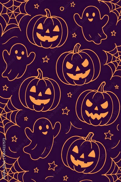 halloween pumpkins and ghost faces on purple background Halloween Purple And Orange Halloween Templates, Halloween Silhouettes, Free Halloween Costumes, midnight blue