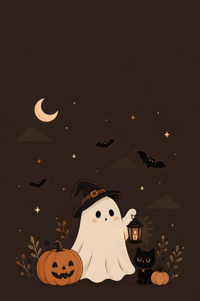 a couple of cats sitting next to each other in front of a halloween pumpkin and ghost Halloween Spooky Halloween Ghost Cute Spooky Phone, Cozy Halloween Background, Spooky Night, black