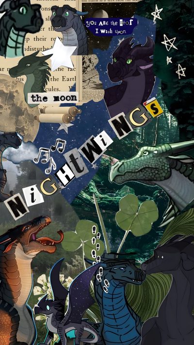 collage of dinosaurs with words in the middle and stars above them that spell out something Wings Of Fire Halloween Wings Of Fire Nightwing, Wings Of Fire Backgrounds, Nightwing Nightwing Wings Of Fire, dark slate gray