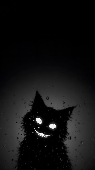 a black cat with glowing eyes in the dark Creepy Black Cat Halloween Creepy Cat, Cat Aesthetic, Anime Scenery, Creepy Cute, Anime Sketch,
