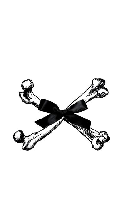 a black and white drawing of two bones with a bow Black And White Halloween Skulls In Bow Skull And Bow Aesthetic, Black And White Halloween Skulls In Bow, Skull And Bow,