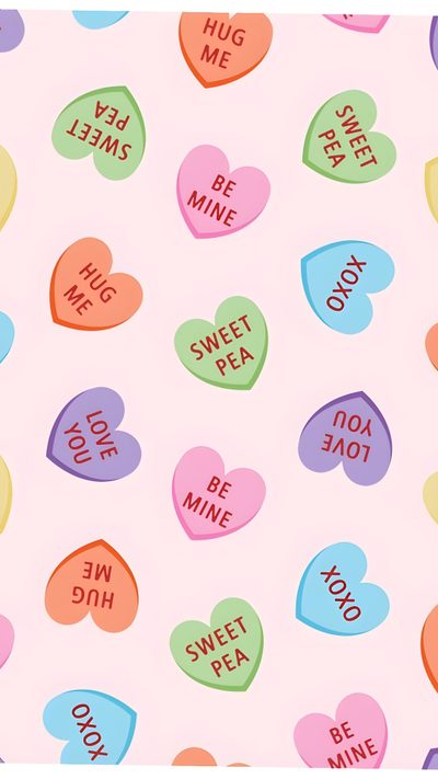 Colorful Heart Pattern With Love Messages, Cute Phone Wallpaper Inspiration, Diy Valentines Card Ideas, Pastel Heart Pattern Design, Valentines Day Heart Print, Aesthetic Valentines Day Pattern, Candy Hearts Pattern, Candy Hearts Pattern With Messages, Conversation Hearts Halloween Conversation Hearts Colorful Heart Pattern With Love Messages, Cute Phone Inspiration, Diy Valentines Card Ideas, lavender blush