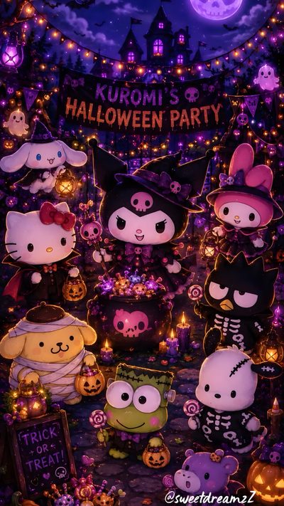 Halloween Costume Party Elvira Movies, Candy Drinks, Bebeto, Hello Kitty Art, Halloween Party Costumes, Halloween Wallpaper, Sanrio Characters, Halloween Art, Halloween Party Kuromi Sanrio Halloween Elvira Movies, Candy Drinks, Bebeto, Hello Kitty Art, Halloween Party Costumes, black