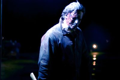 a man standing in the dark with his hands on his hips and face painted white Halloween 2 2009 Michael Myers Gif Fire, Michael Myers Angry, Michael Myers Computer, black