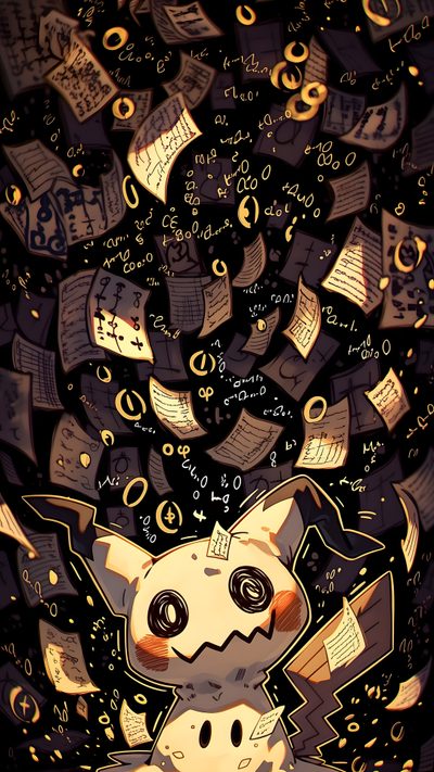 an image of a cartoon character with lots of money coming out of his head and eyes Halloween Mimikyu Fanart Mimikyu, Cute Pokemon Black And White, Pokemon Dark Theme, Pokemon Spatial,