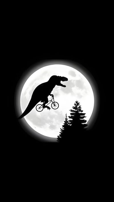 a dinosaur riding a bike in front of a full moon with trees on the side Halloween Dinosaur For Phone A Dinosaur, T Rex Iphone, Dinosaur Skeleton Iphone, Dinosaur Moon, black