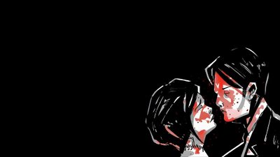a woman with blood on her face holding a cell phone to her ear and looking down Mcr Halloween Three Cheers For Sweet Revenge Background, Grunge Background Laptop, Computer Emo, Emo Pc, black
