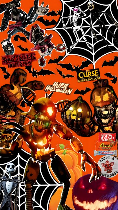 an image of halloween decorations and pumpkins Halloween Fnaf Fnaf Halloween, Halloween Scene, Scene, Halloween, Five Nights At Freddy's, saddle brown