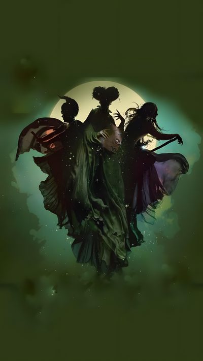 an image of a woman with wings flying in the air over her head and body Halloween Hocus Pocus Hocus Pocus Screensaver, Binx Hocus Pocus, Hocus Pocus Movie Background, dark slate gray
