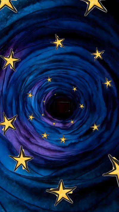 an abstract painting with gold stars in the center Halloween Iphone Coraline Coraline Art, Coraline Aesthetic, Coraline Jones, Arte Inspo, midnight blue