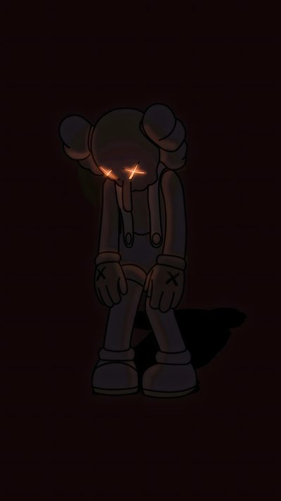 a cartoon character standing in the dark with his head turned to look like an elephant Halloween Kaws Orange Kaws, Kaws Black, Kaws Iphone Black, Black Kaws, Black Kaws Iphone, Kaws Iphone,