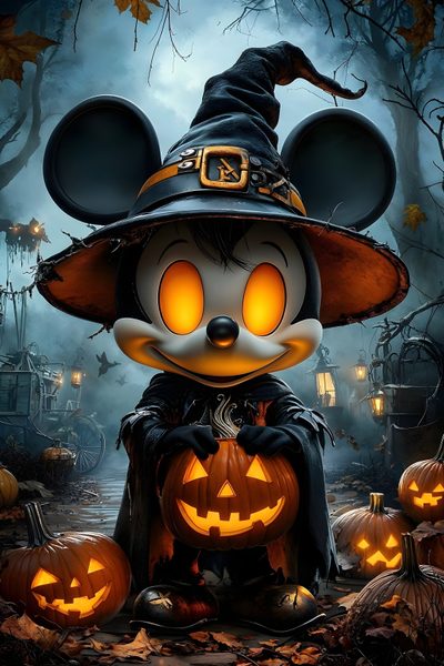 mickey mouse dressed up as a pumpkin for halloween Mickey Mouse Halloween Mickey Mouse Halloween, Disney Halloween Pictures, Mickey Halloween, dark slate gray