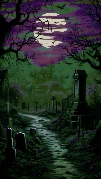 Haunted Graveyard Wallpaper, Dark Halloween Wallpaper, Graveyard Wallpaper, Halloween Cemetery Wallpaper, Spooky Cemetery Wallpaper, Spooky Night Wallpaper, Halloween Graveyard Wallpaper, Purple Graveyard Background, Halloween Wallpaper Dark Purple And Green Halloween Haunted Graveyard, Dark Halloween, Graveyard, Halloween Cemetery, dark slate gray