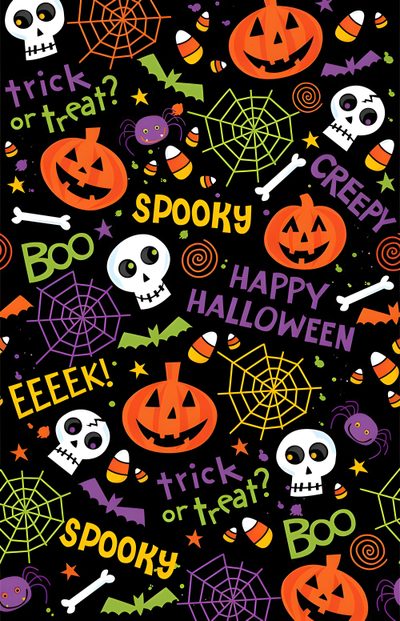 a halloween themed background with skulls and jack - o'- lanternes on black Halloween Trick Or Treat Halloween Themed Design, Halloween Themed For Kids, Halloween Wall Paper Design, black