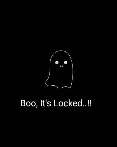 the text boo, it's locked on a black background with a ghost face Halloween Boo - Anthracite It's Locked, black
