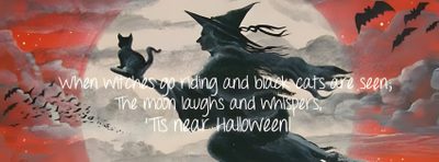 an image of a halloween scene with a witch riding a horse and bats flying over the moon Halloween Fb Halloween Decoration Ideas, Halloween Witch Illustration, Spooky Night Sky Art, indian red
