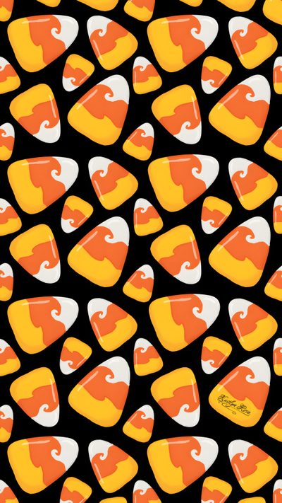 an orange and white guitar picker pattern Candy Corn Halloween Fall Doodle Black Diy Halloween Craft Inspiration, Black And Orange Pattern, Candy Corn Pattern On Black Background, chocolate