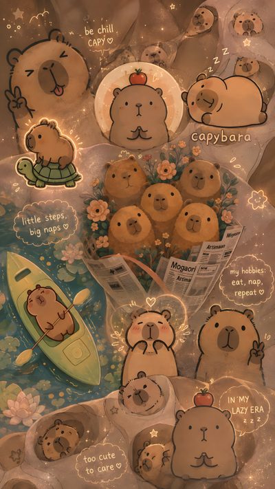 there are many teddy bears on the table Cute Capybara Halloween Eat Sleep Repeat, Minion Phone, Funny, Kawaii Aesthetic, Brown Aesthetic, sienna