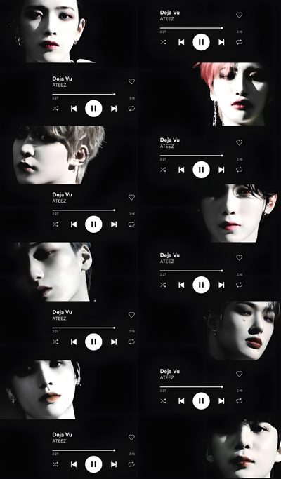many different images of people with headphones in their ears and earbuds on Ateez Halloween Ateez Hala Hala, Halateez, Ateez Halloween, Ateez Themed, Ateez Ideas, Ateez Design, black