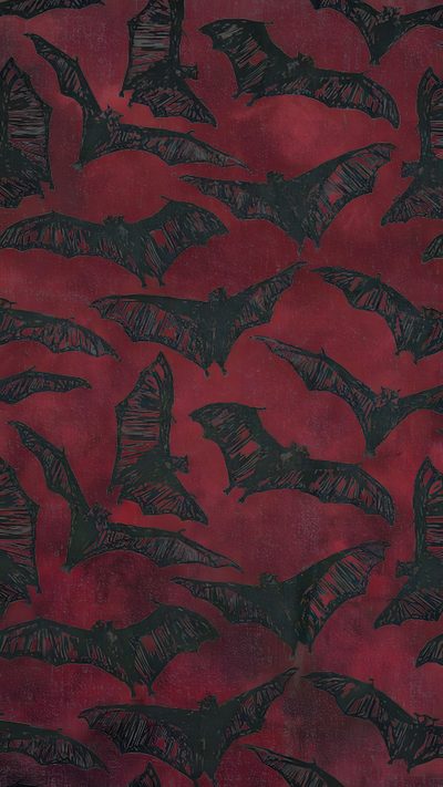 a red background with black bats flying in the air and on it's sides Halloween Bat Ideas Mlg, Goth, Gothic, Witchy, Edgy, Phone Patterns, dark slate gray