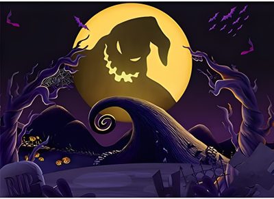 an image of a halloween scene with a dog and pumpkins in the sky at night Nightmare Before Christmas Halloween Town Kh2 Nightmare Before Christmas, Sora Nightmare Before Christmas, Kingdom Hearts Christmas, black