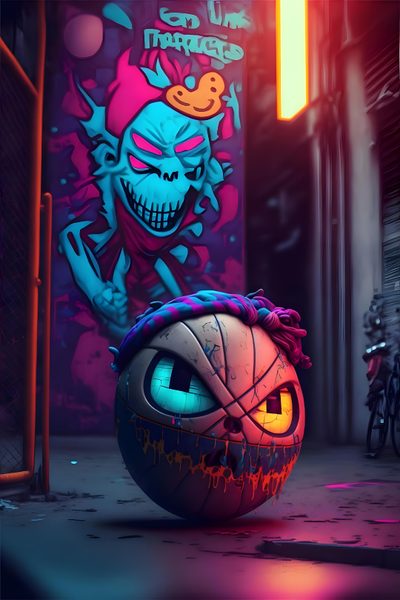 a cartoon pumpkin with an evil face sitting in front of a graffiti - covered wall Wrecking Ball Halloween 4k Graffiti Art Iphone, Grafitti 4k, 3d Graffiti Art, Street Art 4k, dark slate gray