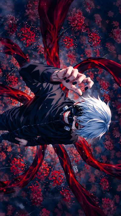 an anime character with white hair and blue eyes holding his hand out to the camera Anime Halloween Pc Tokyo Ghoul Pictures, 1360x768, Tokyo Ghoul, Anime Date, Tokyo Ghoul Manga, black