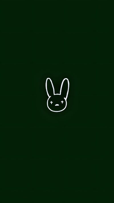 a black and white bunny face on a dark green background Bad Bunny Halloween Backgrounds Bad Bunny, Black Bad Bunny, Bad Bunny Black Background,