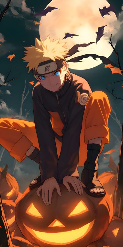 a man sitting on top of a pumpkin Halloween Naruto Naruto And Sasuke, Manga Boy, Naruto Uzumaki, Halloween Pumpkins, Halloween, saddle brown