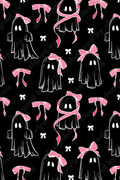 a black background with pink and white ghost heads Coquette Halloween Laptop Halloween Backdrop, Halloween Images, Pink Halloween, Spooky Designs, black