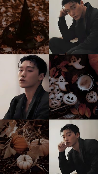 Sanu Wallpaper, Kpop Fall Wallpaper, Ateez Fall Aesthetic, Halloween Wallpaper Kpop Demon Hunters, Kpop Halloween Wallpaper, Kpop Ateez Wallpaper, Ateez Wallpaper That Dont Scream Kpop, Aesthetic Choi San Aesthetic Wallpaper, Ateez Bouncy Wallpaper Aesthetic Ateez Halloween Sanu, Kpop Fall, Ateez Fall Aesthetic, Halloween Kpop Demon Hunters, Kpop Halloween, black