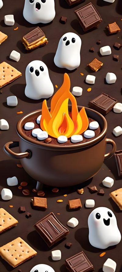 there are marshmallows in the bowl and ghost cookies on the table next to them Halloween Food Christmas Phone, Halloween Food, Ice Cream Halloween Background, dark slate gray