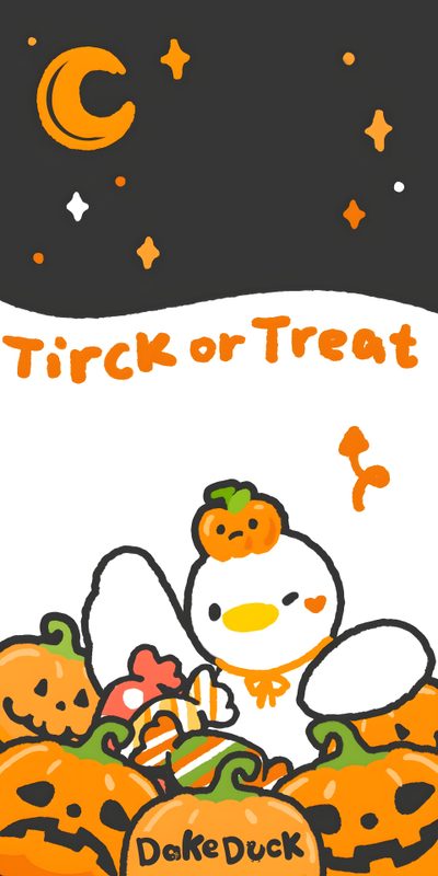 an image of a cartoon character surrounded by pumpkins with the words trick or treat on it Cute Halloween Duck Cute Halloween Duck, Cute Halloween Duck Drawing, Duck, Cute Duck Cartoon, coral