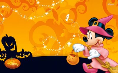 a mickey mouse halloween wallpaper with pumpkins Mickey Mouse Halloween 4k Minnie Halloween, Disney Halloween Pc, Free Disney Halloween, dark orange