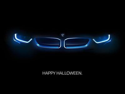 a car with the words happy halloween written on it's front lights in the dark Bmw Halloween Bmw Halloween, Bmw Halloween Background, Bmw Halloween 4k, Bmw Halloween Hd, black