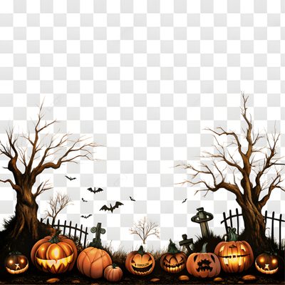 halloween scene with pumpkins and bats on the ground, transparent background png clipart Halloween Layout Halloween Bg, Halloween Background Printable, Background Halloween, gainsboro