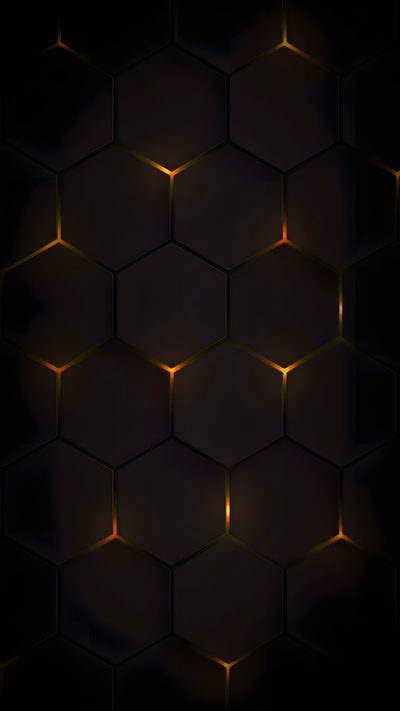 an abstract dark background with glowing lights and hexagonal shapes in the center, Halloween Hexagon Hexagon Background 4k, Black Orange Fire Hexagon Background, Dark Hexagon, Hexagon 4k,