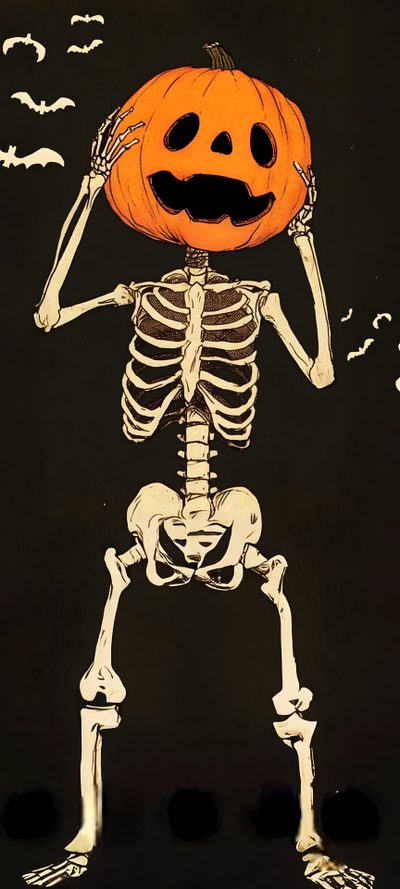 a skeleton with a pumpkin on its head Halloween Iphone Skeletons Iphone, How To Draw A Skeleton Pumpkin, Halloween, black