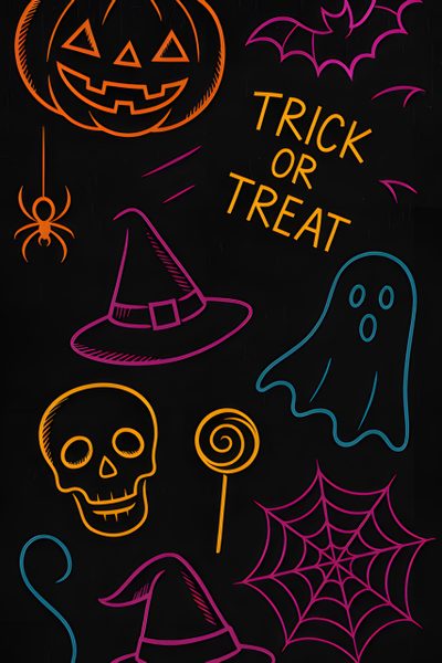 an image of halloween chalk art Halloween Chalkboard Trick Or Treat, Chalk, Halloween, black