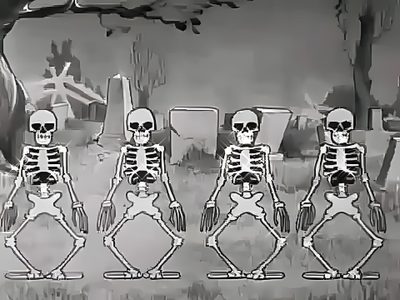three skeletons are walking in front of tombstones Funny Halloween Gif Spooky Scary Skeletons, Dancing Background, Skeleton Dance Cartoon Gif, Bone Dance, gray