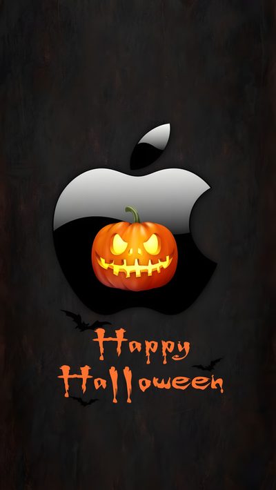 an apple logo with halloween pumpkins on it Apple Iphone Halloween Ios 26 Halloween, Halloween Apple, Cool Halloween Iphone, Happy Halloween Iphone, black